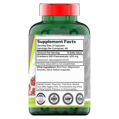 tnvitamins Cranberry Kapseln für Frauen & Männer - 90 Kapseln | Unterstützt die Gesundheit der Harnwege* | Cranberry-Konzentrat | Blasen- & Nierenunterstützung* | Antioxidantien