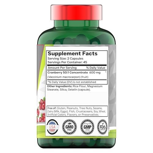 tnvitamins Cranberry Kapseln für Frauen & Männer - 90 Kapseln | Unterstützt die Gesundheit der Harnwege* | Cranberry-Konzentrat | Blasen- & Nierenunterstützung* | Antioxidantien