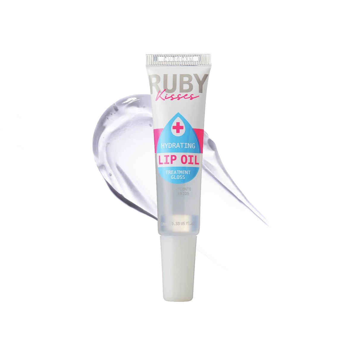 Ruby Kisses Hydrierendes klares Lippenöl-Behandlungsgloss (1 Packung) – Pflegt und heilt trockene, rissige Lippen mit Vitamin E & Jojoba, leichtes, nicht fettendes Öl mit Mandelöl