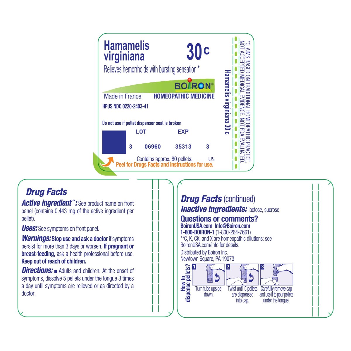 Boiron Hamamelis Virginiana 30C Homöopathisches Mittel bei Hämorrhoiden – 80 Kügelchen
