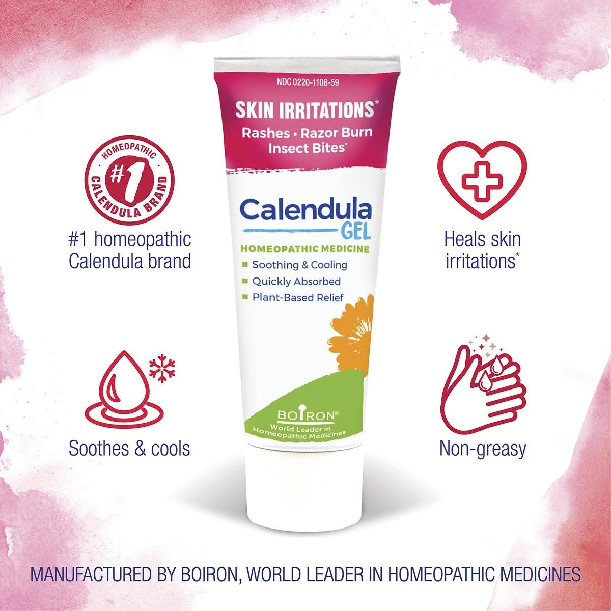 Boiron Calendula Gel – Linderung bei Hautausschlägen, Rasurbrand, Insektenstichen & Hautreizungen – Nicht fettend & parfümfrei – 2,6 Unzen