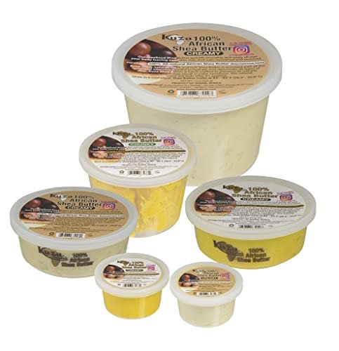 Kuza 100% Reine Afrikanische Sheabutter mit Borututu, Weiß Cremig - 425 g - Feuchtigkeitsspender für Haar, Haut & Nägel