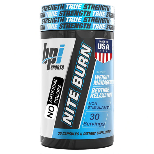 BPI Sports Nite Burn – Nächtlicher Fettverbrenner & Schlafunterstützung – Keto-freundlich – Gewichtsverlust, Fettverbrennung, Entspannung, Stoffwechsel-Boost – 30 Portionen – 640 mg
