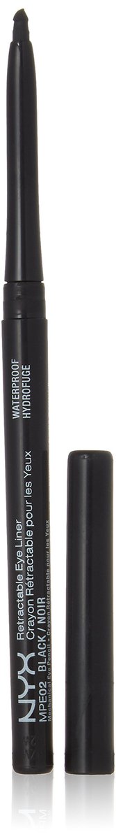 NYX Waterproof Retractable Eyeliner - Farbe MPE02 Schwarz - Präziser Eyeliner-Stift für wasserfeste Linien
