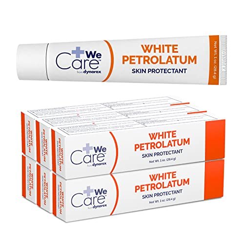 Dynarex Weiße Vaseline – Beruhigende Petroleum-Jelly für trockene, rissige oder geschädigte Haut, 6er-Pack mit 1 oz Tuben