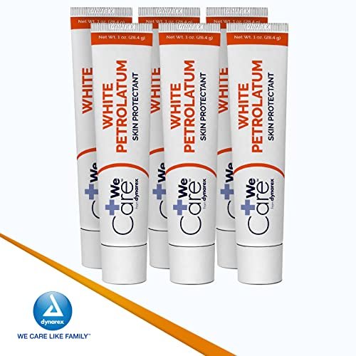 Dynarex Weiße Vaseline – Beruhigende Petroleum-Jelly für trockene, rissige oder geschädigte Haut, 6er-Pack mit 1 oz Tuben
