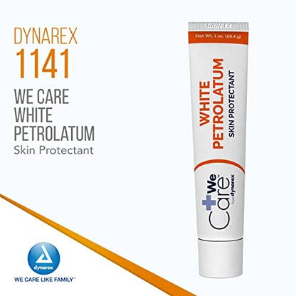 Dynarex Weiße Vaseline – Beruhigende Petroleum-Jelly für trockene, rissige oder geschädigte Haut, 6er-Pack mit 1 oz Tuben
