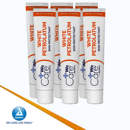 Dynarex Weiße Vaseline – Beruhigende Petroleum-Jelly für trockene, rissige oder geschädigte Haut, 6er-Pack mit 1 oz Tuben
