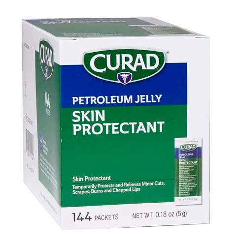 CURAD Vaseline Hautschutz-Heilsalbe für trockene, rissige Haut – 144 Portionspackungen