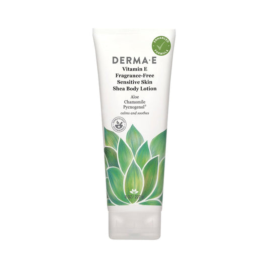 Derma E Vitamin E Intense Feuchtigkeitspflege Körperlotion, 237 ml, Duftfreie Feuchtigkeitslotion mit Sheabutter, Aloe Vera, Kamille & Pycnogenol, Beruhigende Lotion für empfindliche Haut
