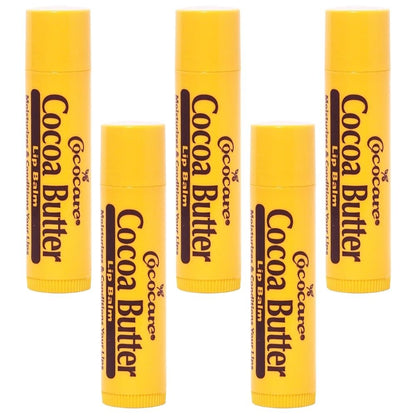 Cococare Kakaobutter Lippenbalsam – Der kleine gelbe Stift mit natürlicher Kakaobutter – Pflegt & schützt die Lippen mit feuchtigkeitsspendender Formel – 0,15 Unzen (5er-Pack)