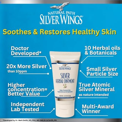 Natural Path Silver Wings 250ppm Silber-Kräutersalbe - Pflegende und feuchtigkeitsspendende Hautpflege 42,5g