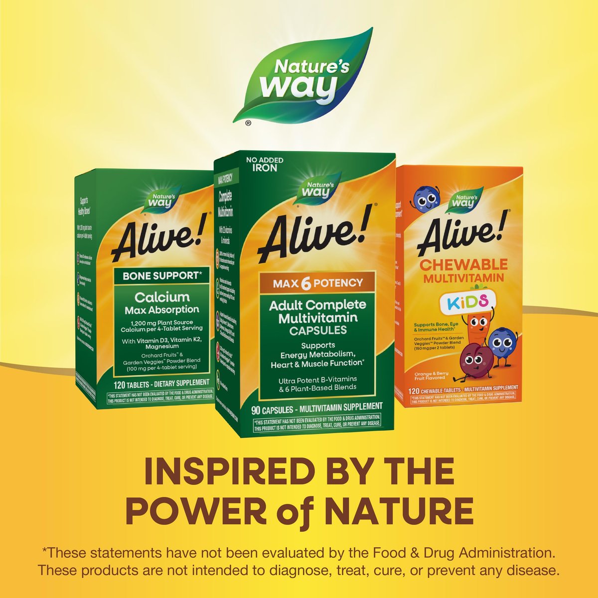 Nature's Way Alive! Max6 Potency Adult Complete Multivitamin – 90 Kapseln, ohne Eisen, mit Methyl-B12 & Folat