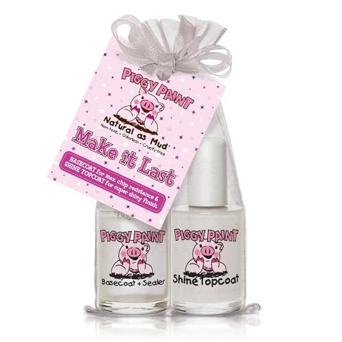 Piggy Paint Nagellack für Mädchen – Tierversuchsfrei, vegan & geruchsarm – Make It Last (Grundierung + Glanz-Topcoat Set)