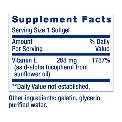 Life Extension Super Vitamin E 268 mg (400 IE) – Nicht-synthetisches Vitamin-E-Präparat für die Gesundheit des gesamten Körpers, glutenfrei, nicht-GVO, 90 Softgels