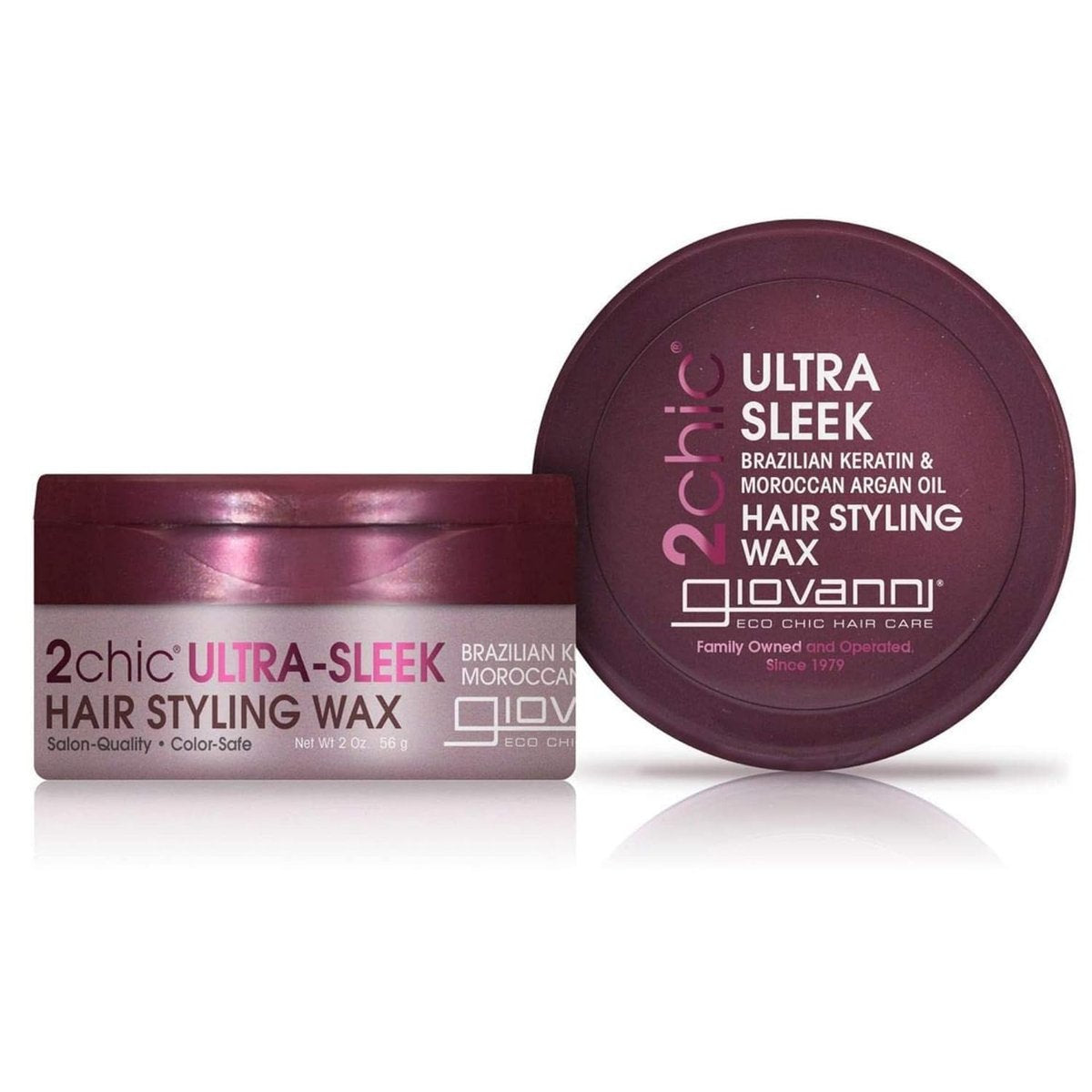 GIOVANNI 2chic Ultra Sleek Haarstyling-Wachs – Brazilian Phyto-Keratin & Marokkanisches Arganöl, starker Halt, Anti-Frizz, ohne Parabene, farbsicher – 57 g