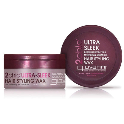 GIOVANNI 2chic Ultra Sleek Haarstyling-Wachs – Brazilian Phyto-Keratin & Marokkanisches Arganöl, starker Halt, Anti-Frizz, ohne Parabene, farbsicher – 57 g