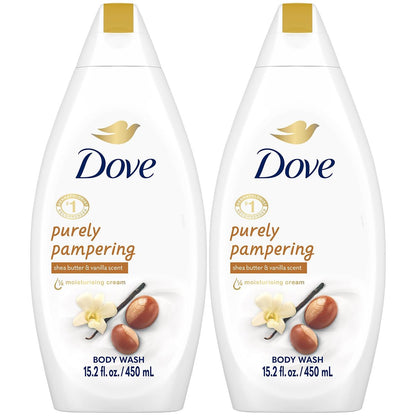 Dove Body Wash 2er-Pack – Purely Pampering mit Shea Butter & Vanille für weichere, geschmeidigere Haut, 2 x 15,2 Oz (450 ml)