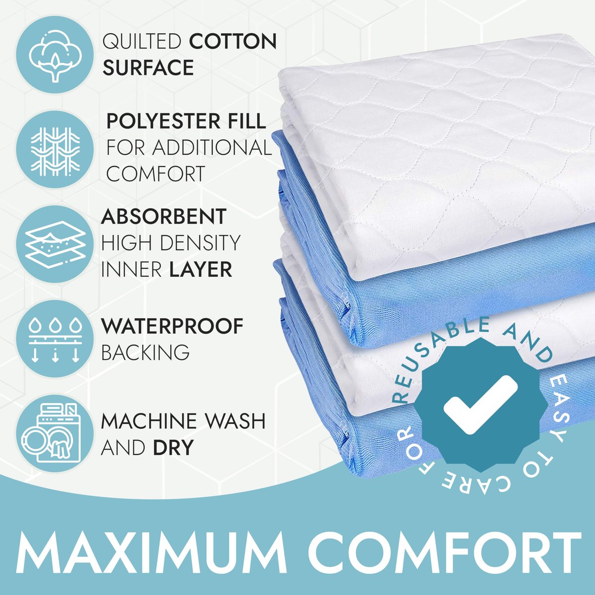 Epica Premium Ultra Plus Wasserdichte Matratzenauflage Bettunterlage, gesteppt, wasserdicht und waschbar, 34" x 52" für Kinder oder Erwachsene mit Inkontinenz, Packung mit 1