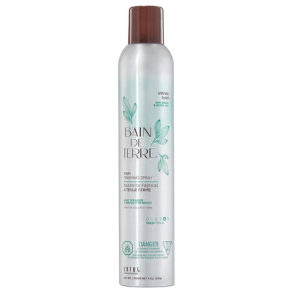 Bain de Terre Infinite Hold Firm Finishing Spray – Langanhaltender Halt & Glanz, Hitzeschutz & Feuchtigkeitsschutz mit Argan- & Monoi-Öl, Parabenfrei, Farbschutz, Vegan, 269 ml