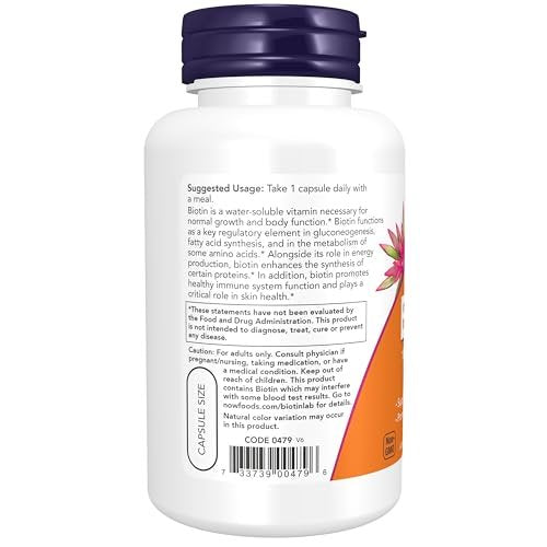 NOW Foods Nahrungsergänzungsmittel, Biotin 10 mg (10.000 µg), Extra Stärke, Energieproduktion*, 120 vegane Kapseln