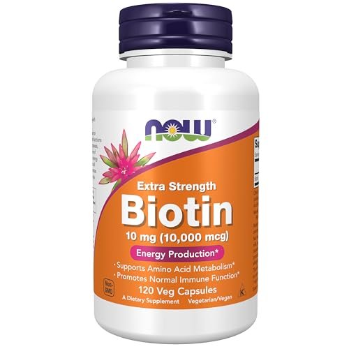 NOW Foods Nahrungsergänzungsmittel, Biotin 10 mg (10.000 µg), Extra Stärke, Energieproduktion*, 120 vegane Kapseln