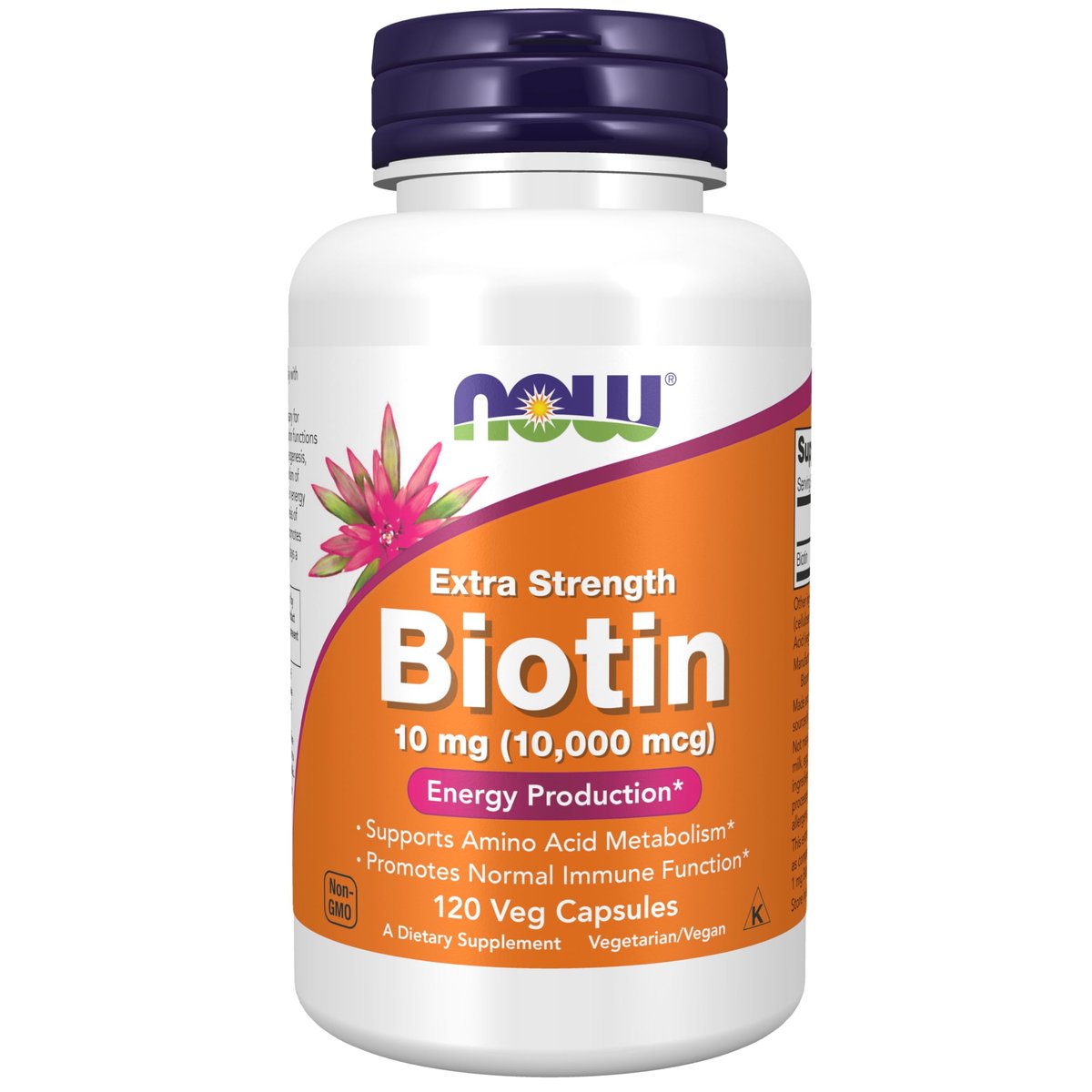 NOW Foods Nahrungsergänzungsmittel, Biotin 10 mg (10.000 µg), Extra Stärke, Energieproduktion*, 120 vegane Kapseln