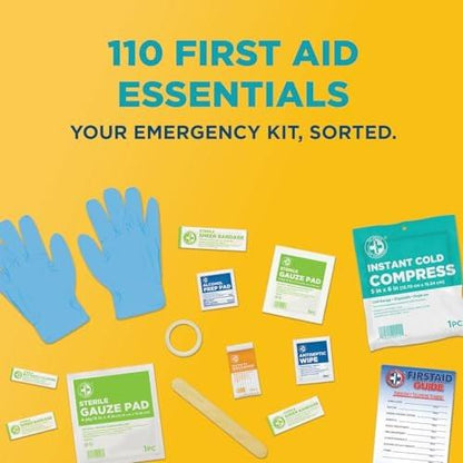 Be Smart Get Prepared 110-teiliges Erste-Hilfe-Set – Dunkelblau, kompakt für Zuhause, Büro, Auto, Reisen, Camping & Sport