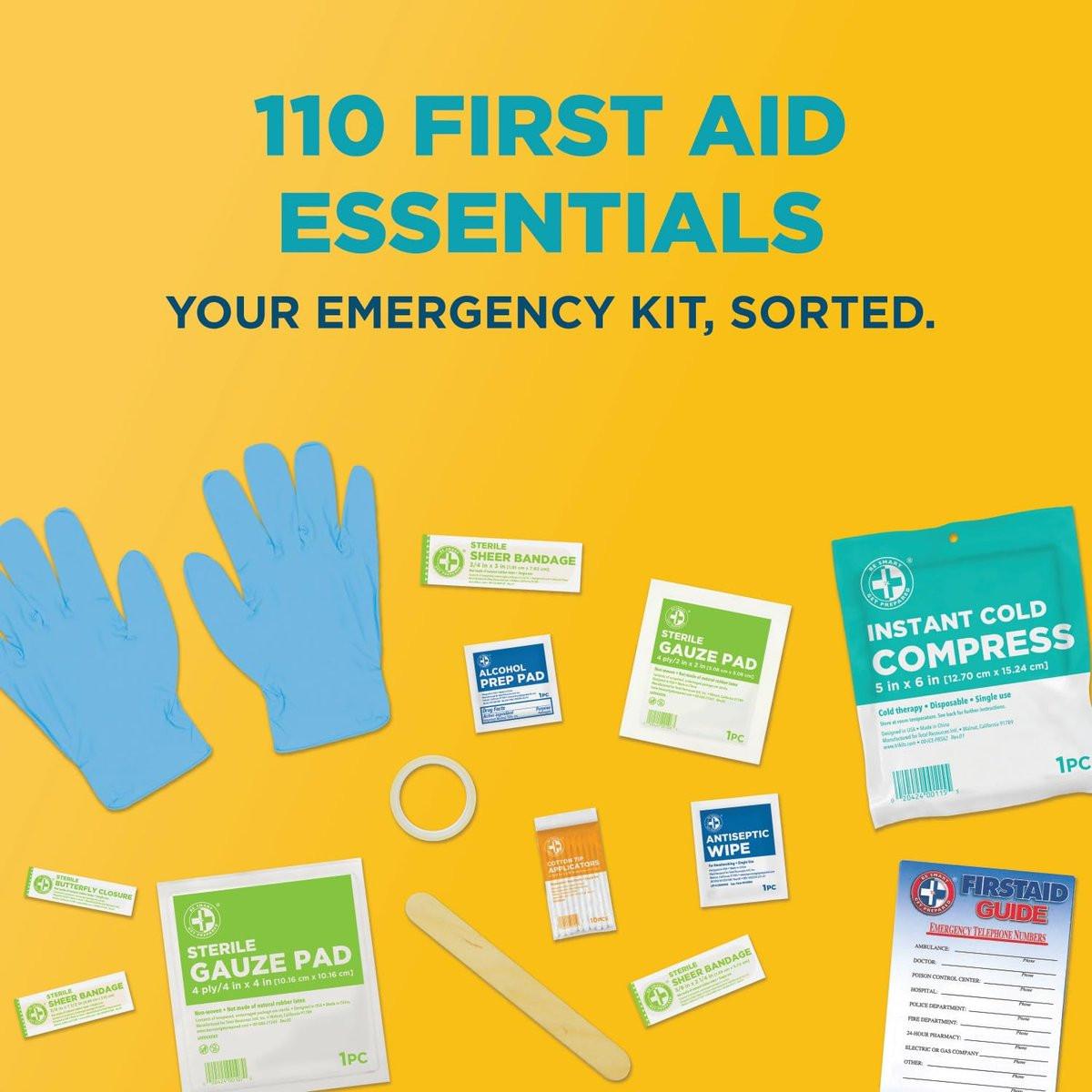 Be Smart Get Prepared 110-teiliges Erste-Hilfe-Set – Dunkelblau, kompakt für Zuhause, Büro, Auto, Reisen, Camping & Sport