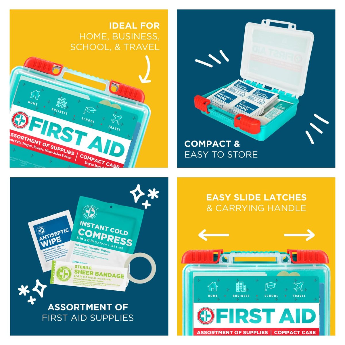 Be Smart Get Prepared 85-teiliges Erste-Hilfe-Set: Reinigen, Behandeln, Schützen – für Zuhause, Büro, Auto, Reisen, Outdoor & Notfälle