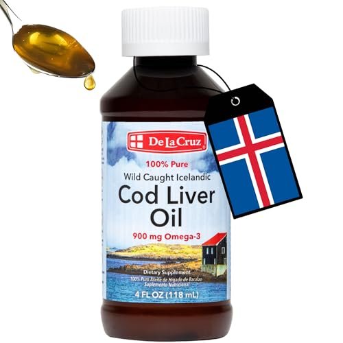 De La Cruz Lebertran – Reines isländisches Fischöl aus Wildfang, reich an Vitamin D & Omega-3-Fettsäuren, 118 ml
