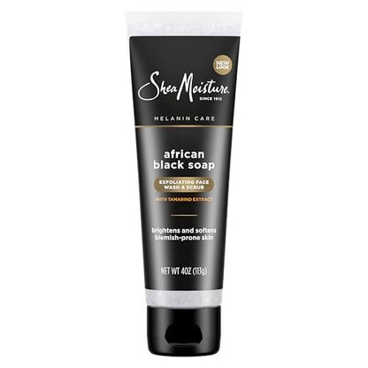 SheaMoisture Gesichtsreinigung und Peeling African Black Soap für zu Unreinheiten neigende Haut, klärend, 118 ml