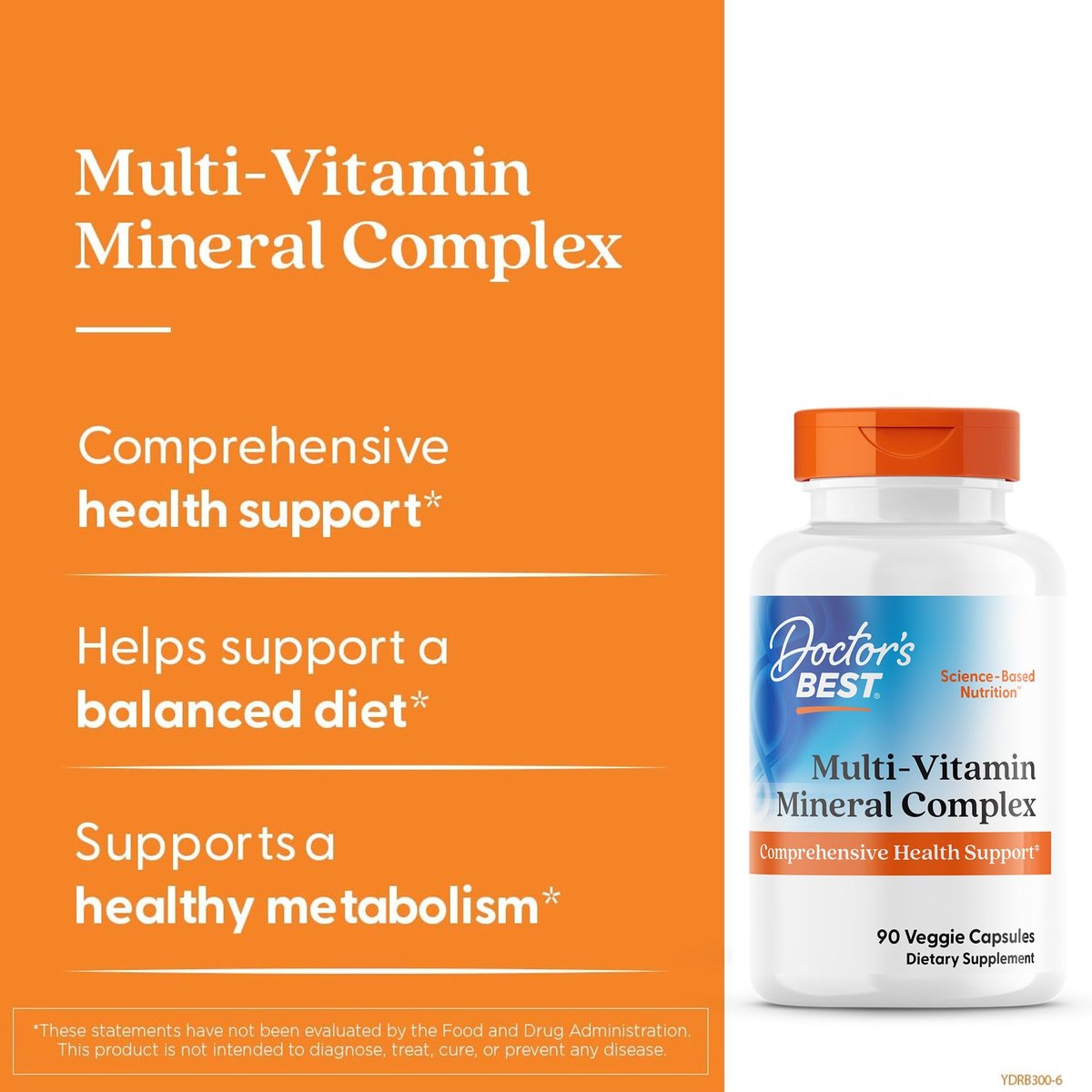 Doctor's Best Multi-Vitamin Mineral Complex – Tägliches veganes Multivitamin für Frauen & Männer, Vitamine A, C, D3, E, K2, Riboflavin & Niacin, Nahrungsergänzungsmittel für Erwachsene, Non-GMO – 90 vegane Kapseln