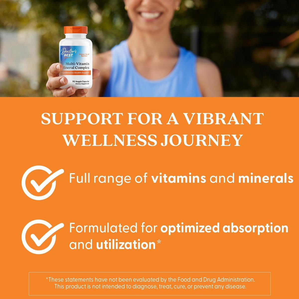 Doctor's Best Multi-Vitamin Mineral Complex – Tägliches veganes Multivitamin für Frauen & Männer, Vitamine A, C, D3, E, K2, Riboflavin & Niacin, Nahrungsergänzungsmittel für Erwachsene, Non-GMO – 90 vegane Kapseln