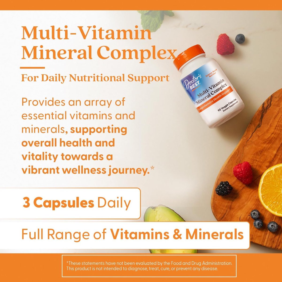 Doctor's Best Multi-Vitamin Mineral Complex – Tägliches veganes Multivitamin für Frauen & Männer, Vitamine A, C, D3, E, K2, Riboflavin & Niacin, Nahrungsergänzungsmittel für Erwachsene, Non-GMO – 90 vegane Kapseln