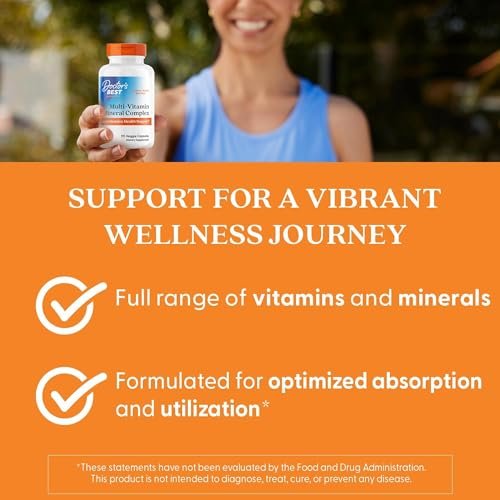 Doctor's Best Multi-Vitamin Mineral Complex – Tägliches veganes Multivitamin für Frauen & Männer, Vitamine A, C, D3, E, K2, Riboflavin & Niacin, Nahrungsergänzungsmittel für Erwachsene, Non-GMO – 90 vegane Kapseln