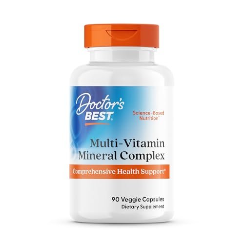 Doctor's Best Multi-Vitamin Mineral Complex – Tägliches veganes Multivitamin für Frauen & Männer, Vitamine A, C, D3, E, K2, Riboflavin & Niacin, Nahrungsergänzungsmittel für Erwachsene, Non-GMO – 90 vegane Kapseln