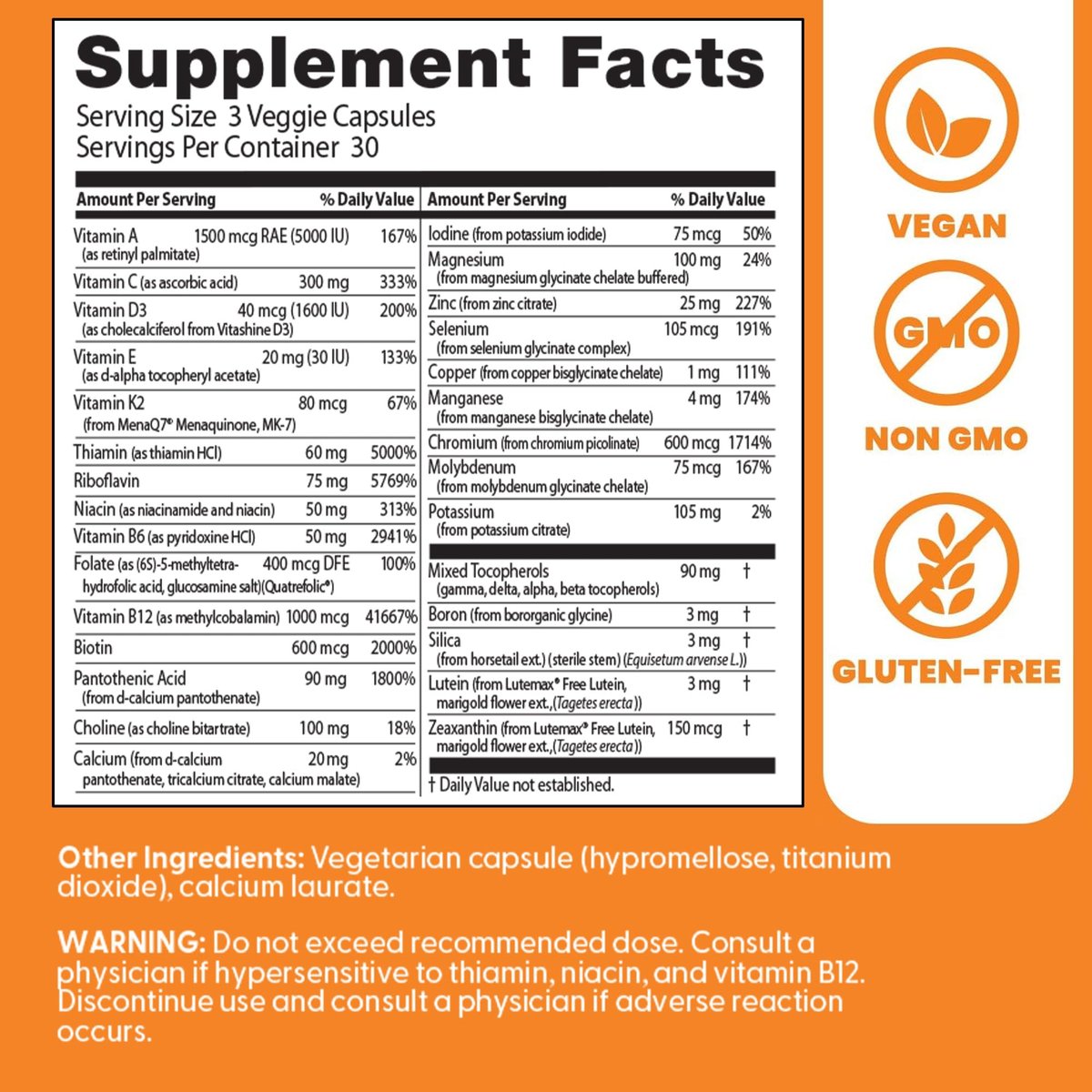 Doctor's Best Multi-Vitamin Mineral Complex – Tägliches veganes Multivitamin für Frauen & Männer, Vitamine A, C, D3, E, K2, Riboflavin & Niacin, Nahrungsergänzungsmittel für Erwachsene, Non-GMO – 90 vegane Kapseln