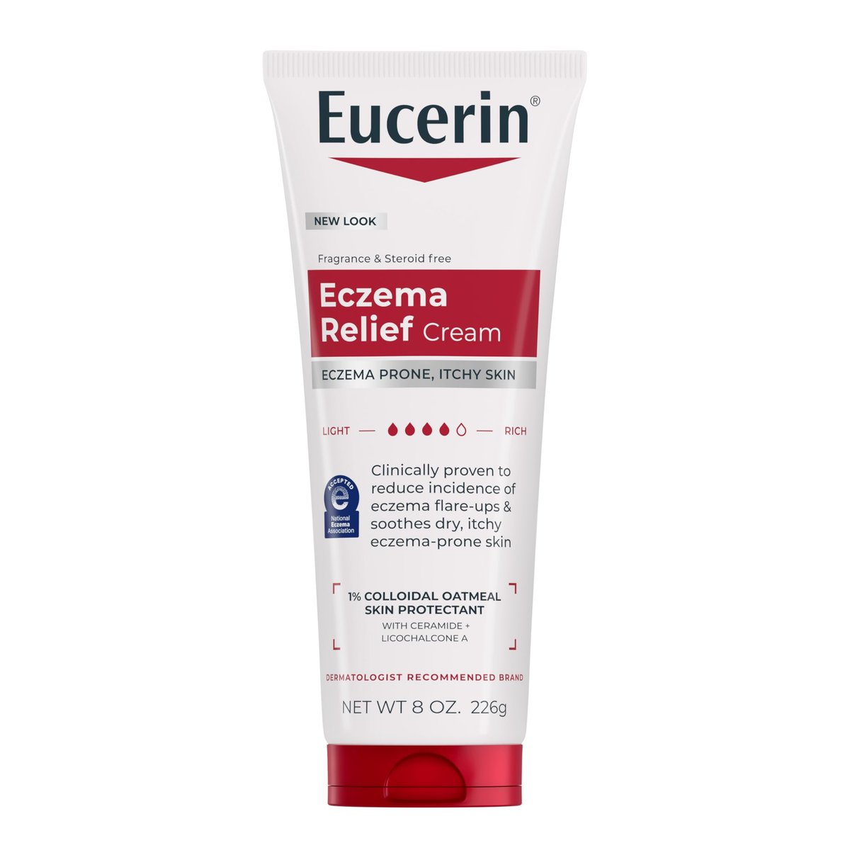 Eucerin Eczema Relief Creme – Feuchtigkeitsspendende Körperlotion mit kolloidalem Hafermehl, 237 ml Tube