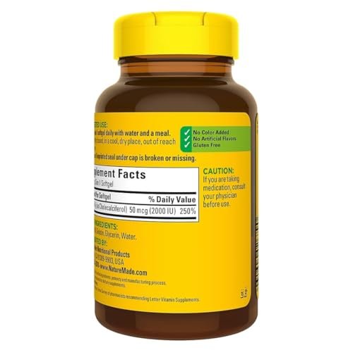 Nature Made Vitamin D3 2000 IE 320 Weichkapseln – Hochdosiertes Vitamin D für Knochen & Immunsystem