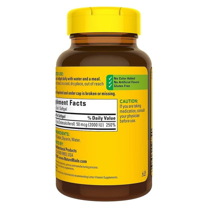 Nature Made Vitamin D3 2000 IE 320 Weichkapseln – Hochdosiertes Vitamin D für Knochen & Immunsystem