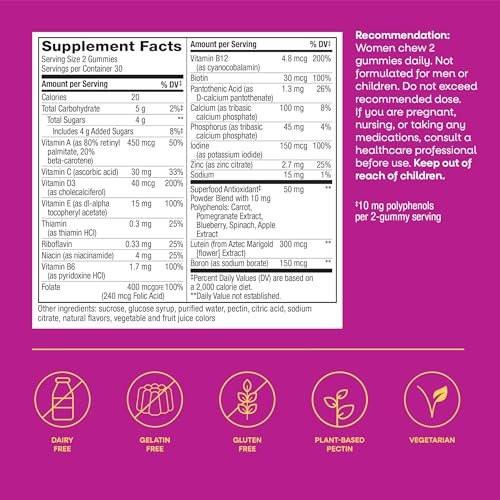 Nature's Way Alive! Multivitamin-Gummis für Frauen ab 50 – Tägliche, kaubare Multivitamine mit B-Vitaminen, Vitamin D3, Calcium – Unterstützt Herz, Gehirn und Knochen – gemischter Beerengeschmack, 60 Stück