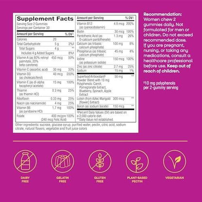 Nature's Way Alive! Multivitamin-Gummis für Frauen ab 50 – Tägliche, kaubare Multivitamine mit B-Vitaminen, Vitamin D3, Calcium – Unterstützt Herz, Gehirn und Knochen – gemischter Beerengeschmack, 60 Stück