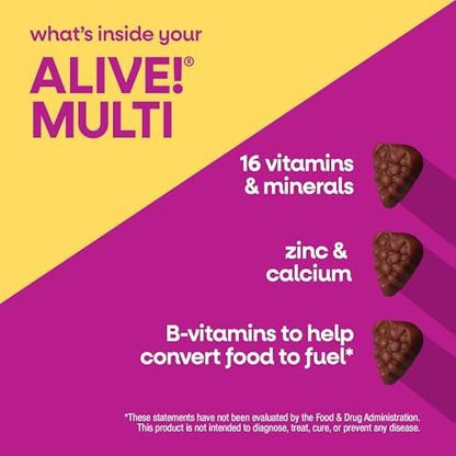 Nature's Way Alive! Multivitamin-Gummis für Frauen ab 50 – Tägliche, kaubare Multivitamine mit B-Vitaminen, Vitamin D3, Calcium – Unterstützt Herz, Gehirn und Knochen – gemischter Beerengeschmack, 60 Stück