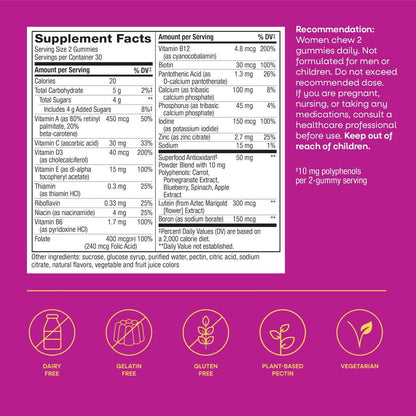 Nature's Way Alive! Multivitamin-Gummis für Frauen ab 50 – Tägliche, kaubare Multivitamine mit B-Vitaminen, Vitamin D3, Calcium – Unterstützt Herz, Gehirn und Knochen – gemischter Beerengeschmack, 60 Stück