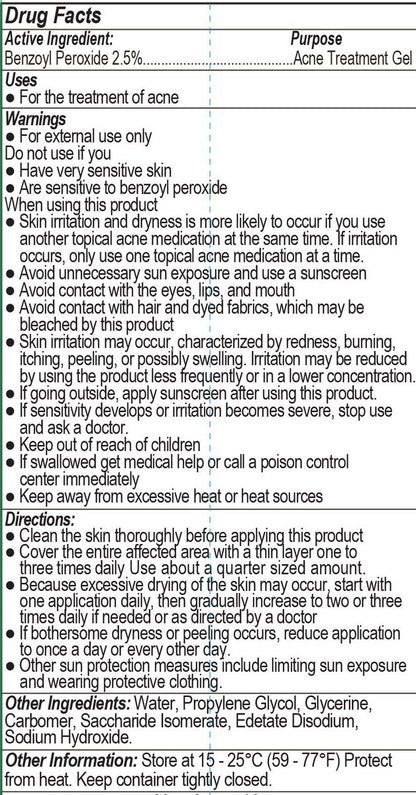 Dr Song 2,5 % Benzoylperoxid Akne Gel Behandlungslotion (240 ml)