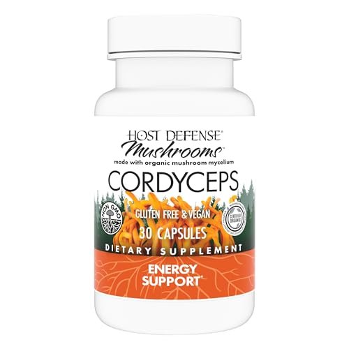 Host Defense Cordyceps Kapseln - Immun- und Energieunterstützung, Nierengesundheit, Fitness-Supplement zur Sauerstoffaufnahme - 30 Kapseln (15 Portionen)*