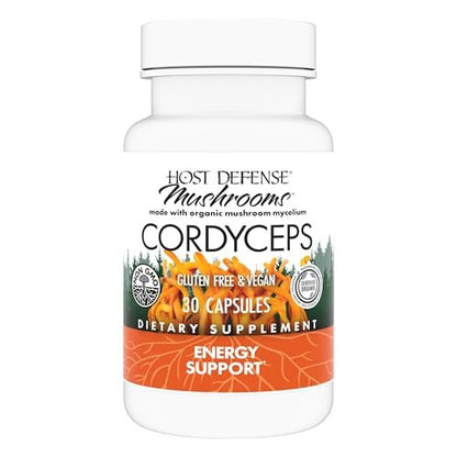 Host Defense Cordyceps Kapseln - Immun- und Energieunterstützung, Nierengesundheit, Fitness-Supplement zur Sauerstoffaufnahme - 30 Kapseln (15 Portionen)*