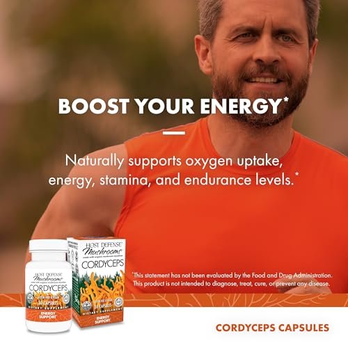 Host Defense Cordyceps Kapseln - Immun- und Energieunterstützung, Nierengesundheit, Fitness-Supplement zur Sauerstoffaufnahme - 30 Kapseln (15 Portionen)*