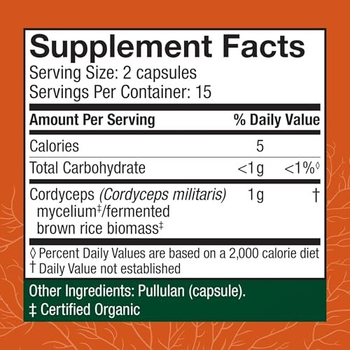 Host Defense Cordyceps Kapseln - Immun- und Energieunterstützung, Nierengesundheit, Fitness-Supplement zur Sauerstoffaufnahme - 30 Kapseln (15 Portionen)*